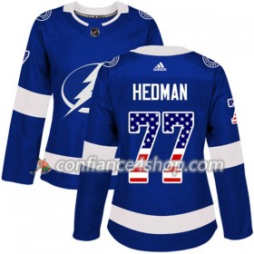 Adidas Maillot de Hockey Tampa Bay Lightning Victor Hedman 77 2017-2018 Bleu USA Flag Fashion Authentic - Femme
